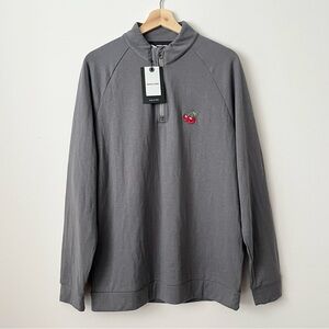 NWT Jared Lang Men's Gray Quarter Zip Pullover Cherry Embroidery Size M Golf